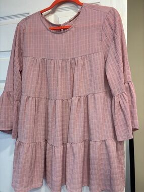 Ces Femme Mauve Pink Tiered Long-Sleeve Blouse